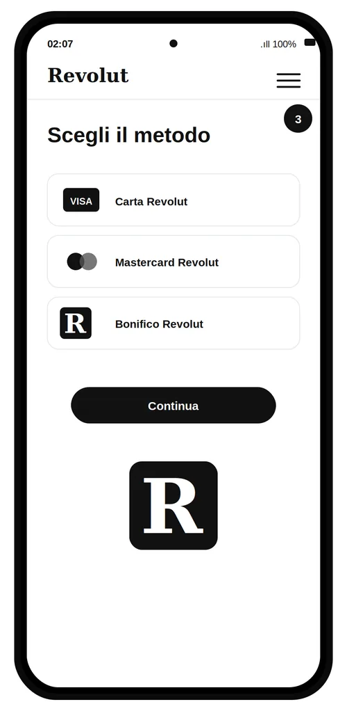 Revolut Scegliete il metodo